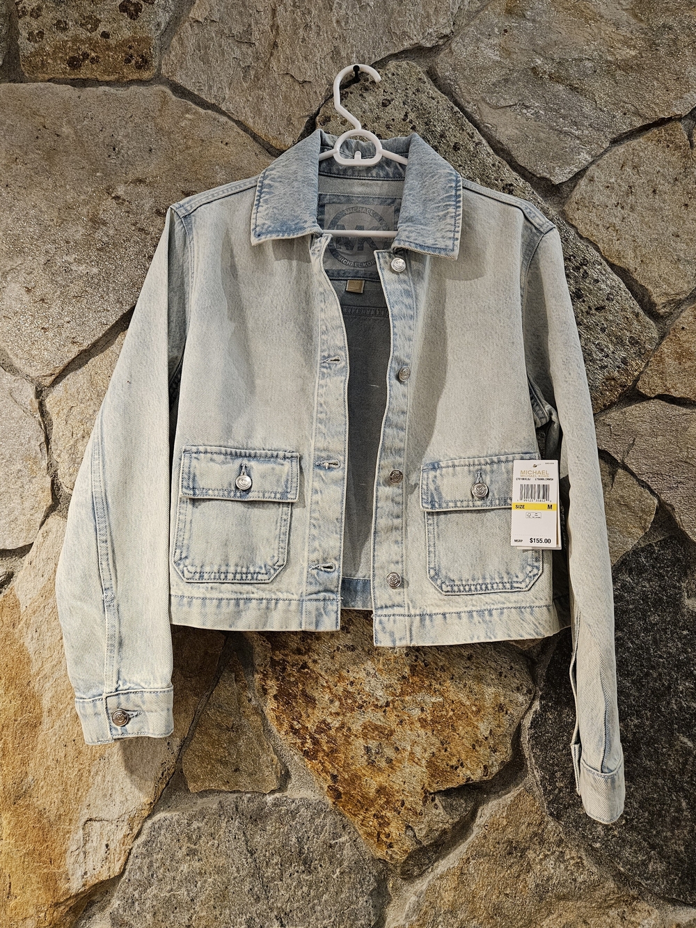 Michael Kors Light Wash Denim Jean Jacket in Pale Blue